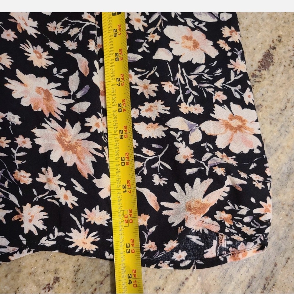American Eagle Outfitters Black Mini Dress with Peach and White Floral Print - Picture 3 of 5